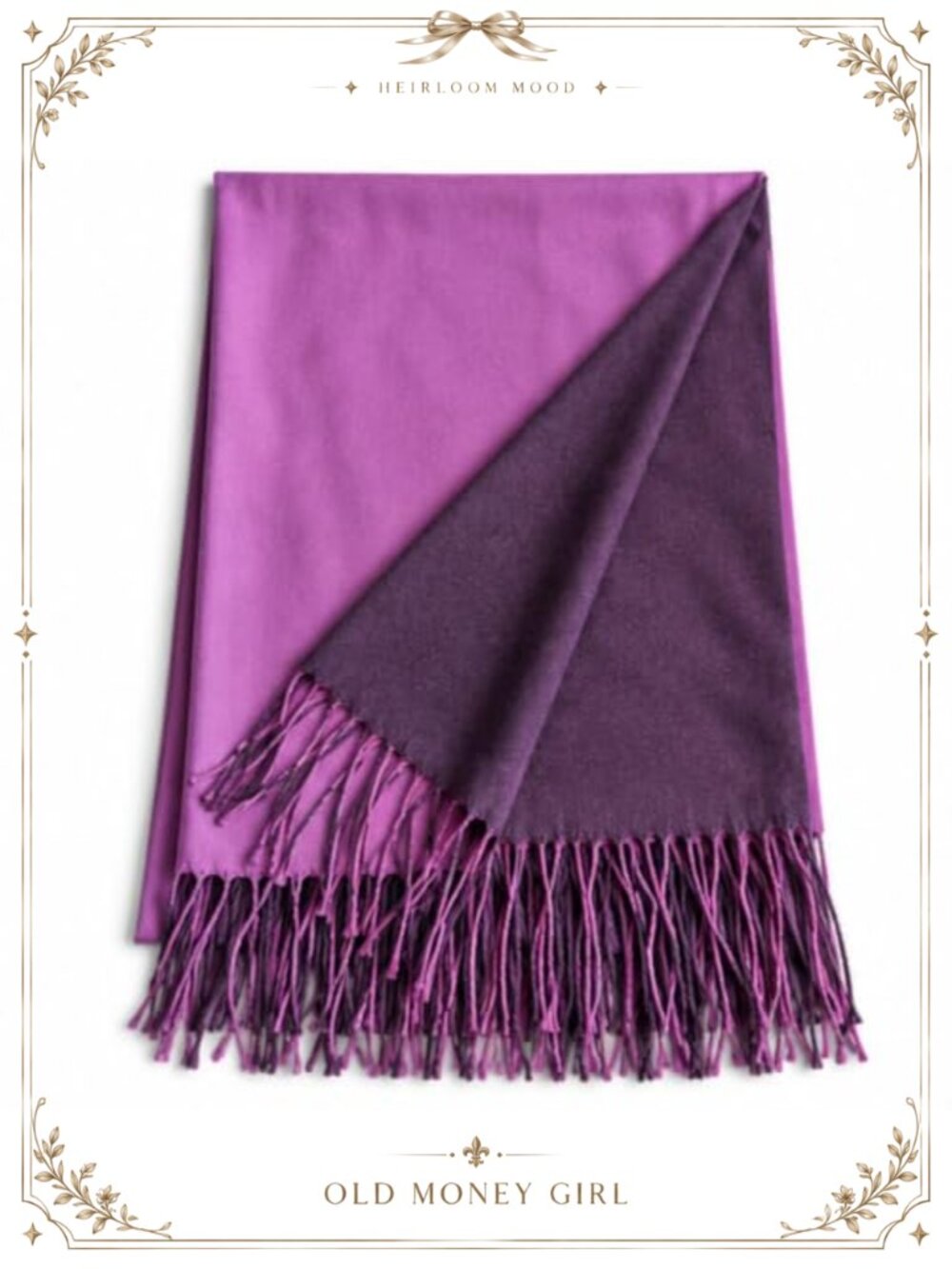 Cashmere Woolen Blend Reversible Scarf Shawl Lightweight Double-Sided